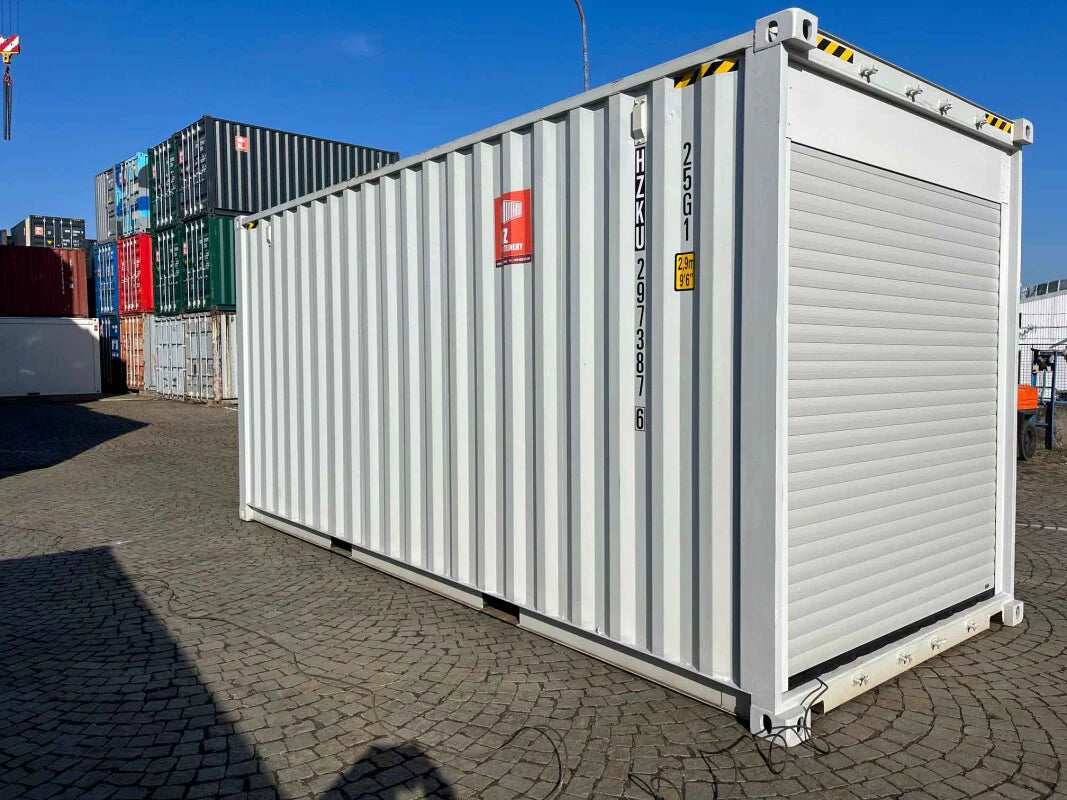 Contentor High Cube de 6 metros com portas de enrolar