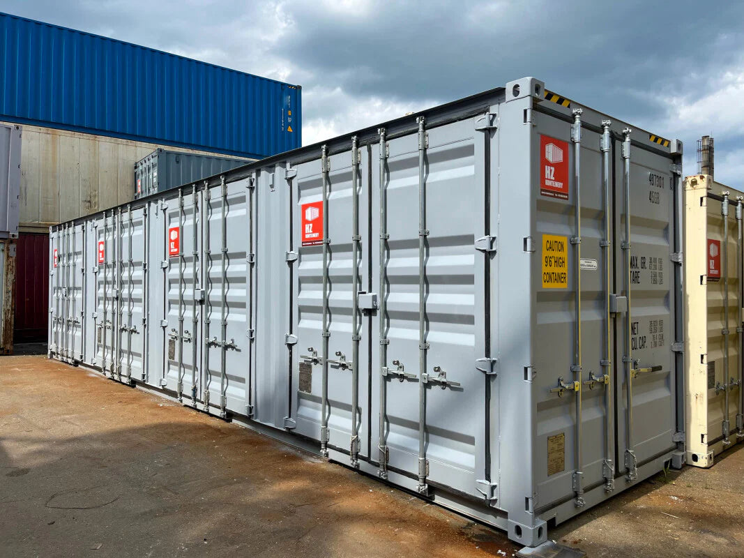 Contentor marítimo High Cube de 40 pés com 4 portas laterais – Usado