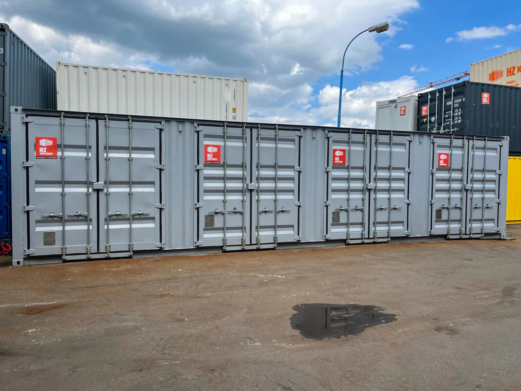 Contentor marítimo High Cube de 40 pés com 4 portas laterais – Usado